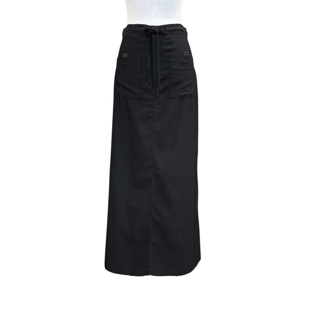 Vintage Born In America Techwear Maxi Skirt Womens Size 3 / 4 Black Tie